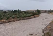 El temporal descarga con fuerza en el Valle del Almanzora y deja más de 30 litros en varios municipios Río Almanzora a su paso por Tíjola