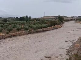 El temporal descarga con fuerza en el Valle del Almanzora y deja más de 30 litros en varios municipios Río Almanzora a su paso por Tíjola